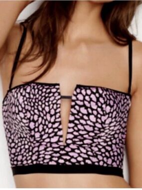 Victoria's Secret Pink and Black Patterned Longline Bralette